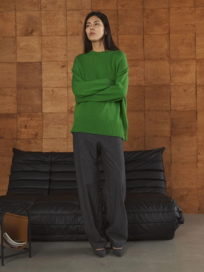 Брюки на резинке из шерсти, графитовый