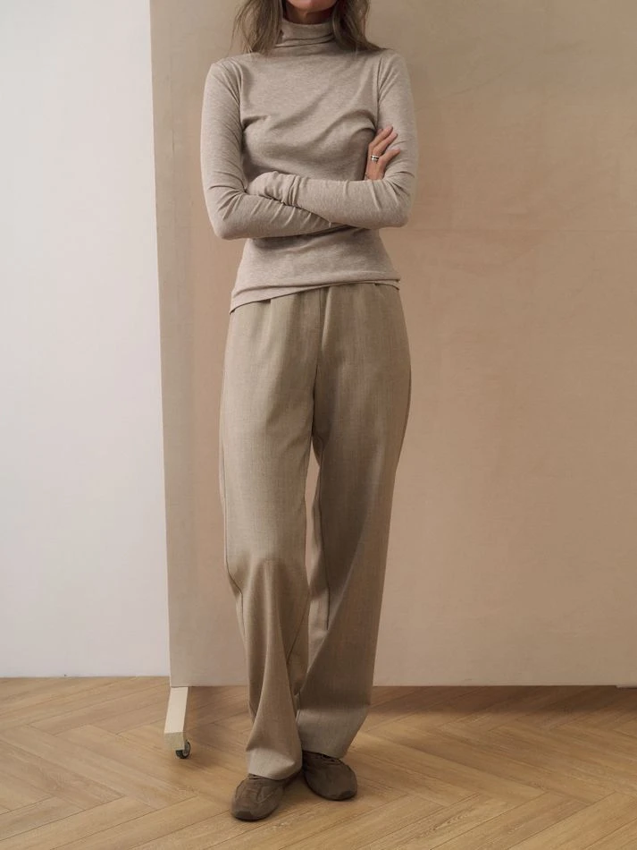 Водолазка с шерстью, бежевый меланж