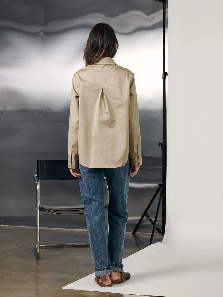 Рубашка на кнопках, бежевый