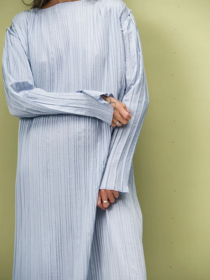 Платье гофре макси, голубой