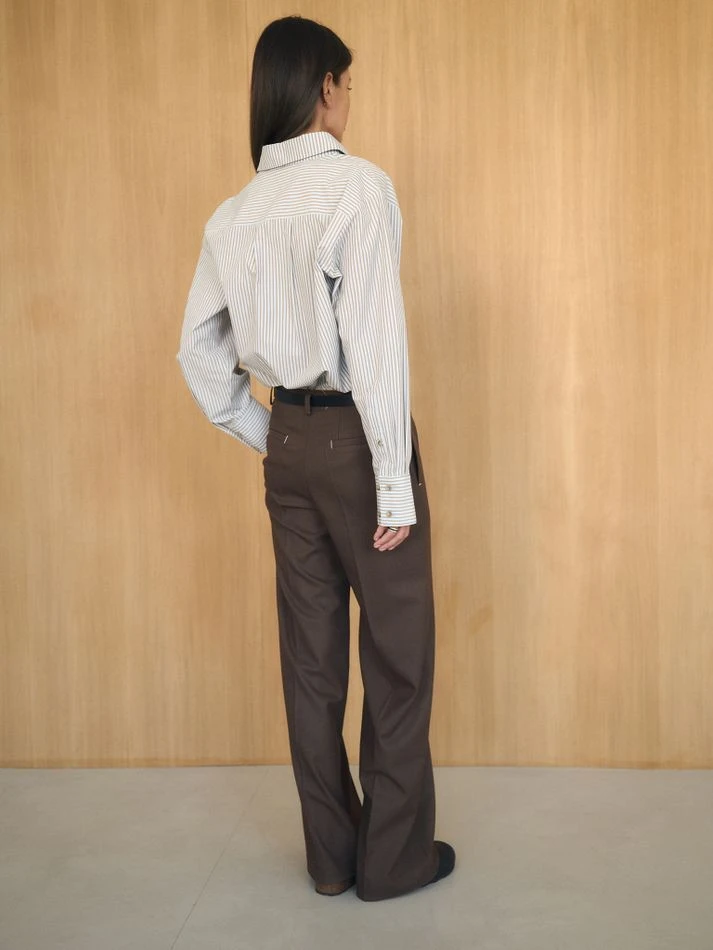 Рубашка в полоску классического кроя, голубой