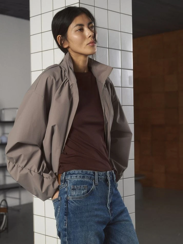 Куртка со сборками, серо-бежевый