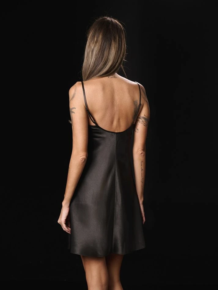 Комбинация мини из вискозы, черный