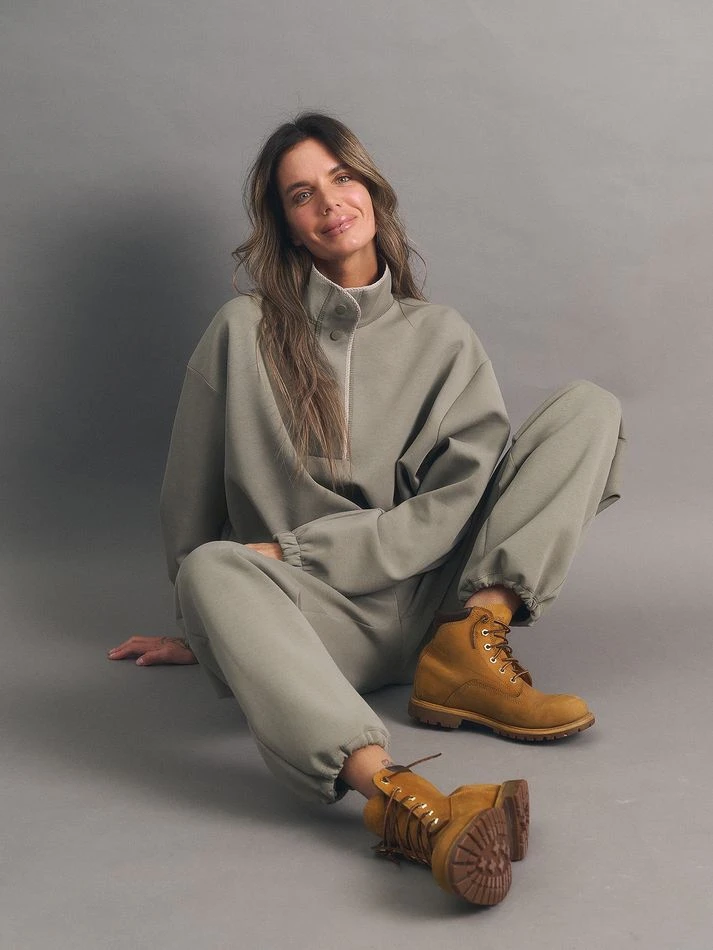 Костюм спортивный: свитшот на кнопках+брюки, хаки