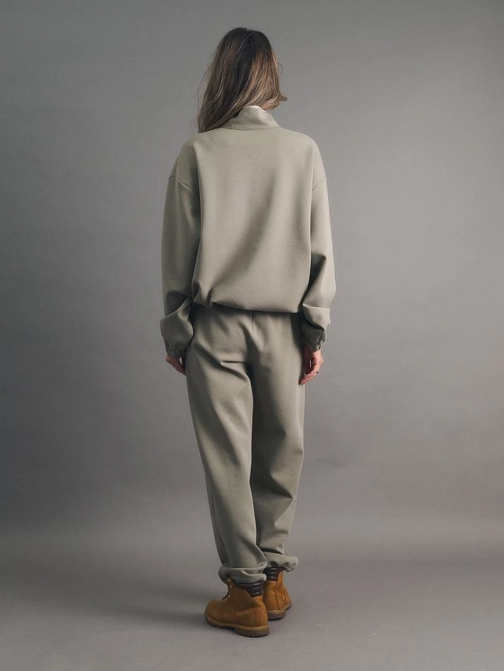 Костюм спортивный: свитшот на кнопках+брюки, хаки