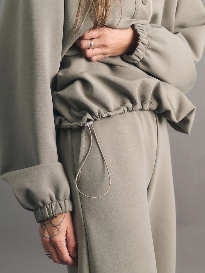 Костюм спортивный: свитшот на кнопках+брюки, хаки