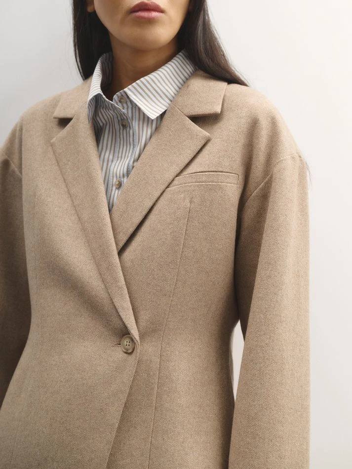 Жакет с поясом, бежевый