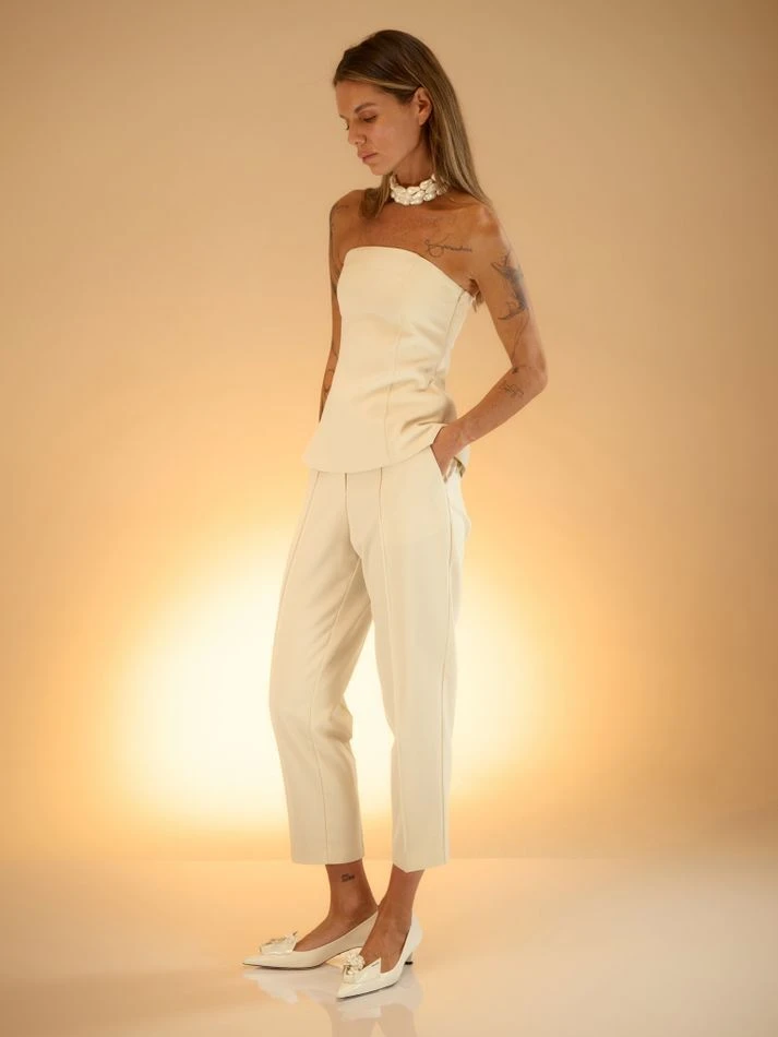 Брюки с застроченными стрелками, молочный