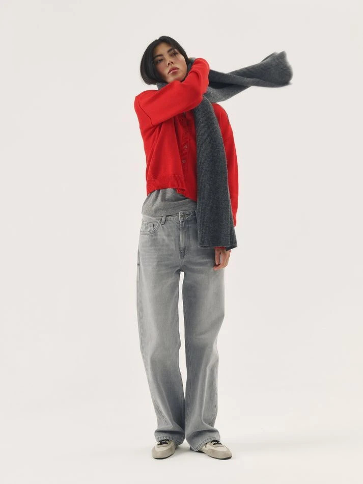 Шарф с мохером, графитовый