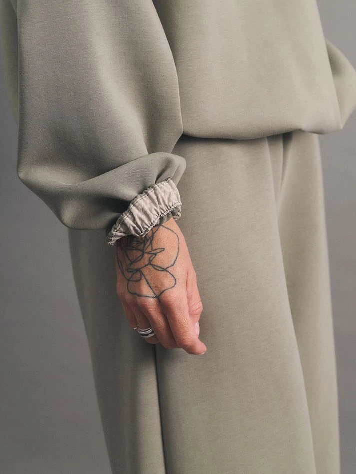 Костюм спортивный: свитшот на кнопках+брюки, хаки