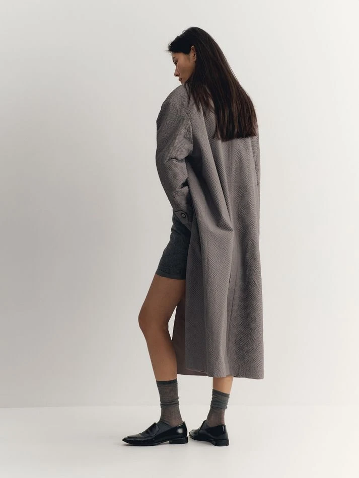 Плащ двусторонний, серо-бежевый