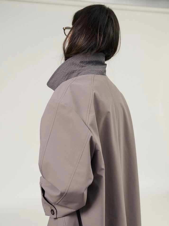 Плащ двусторонний, серо-бежевый