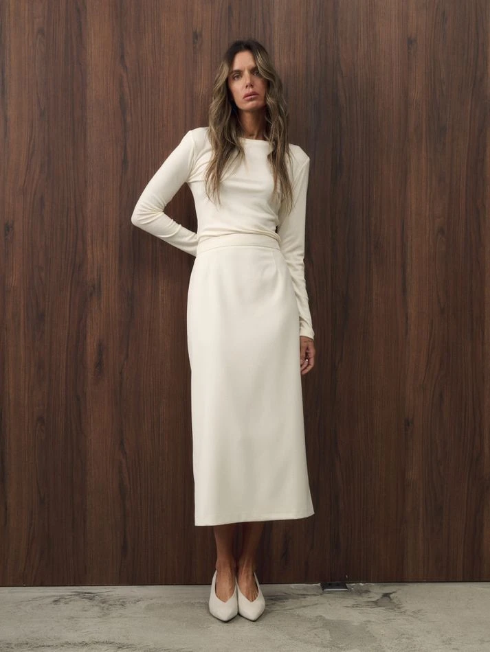 Лонгслив с шерстью, молочный