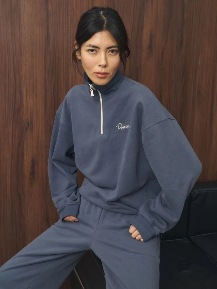 Костюм спортивный: свитшот на молнии+брюки, синий