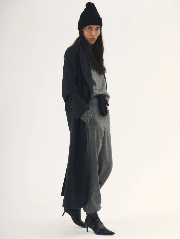 Пальто макси двубортное, графитовый