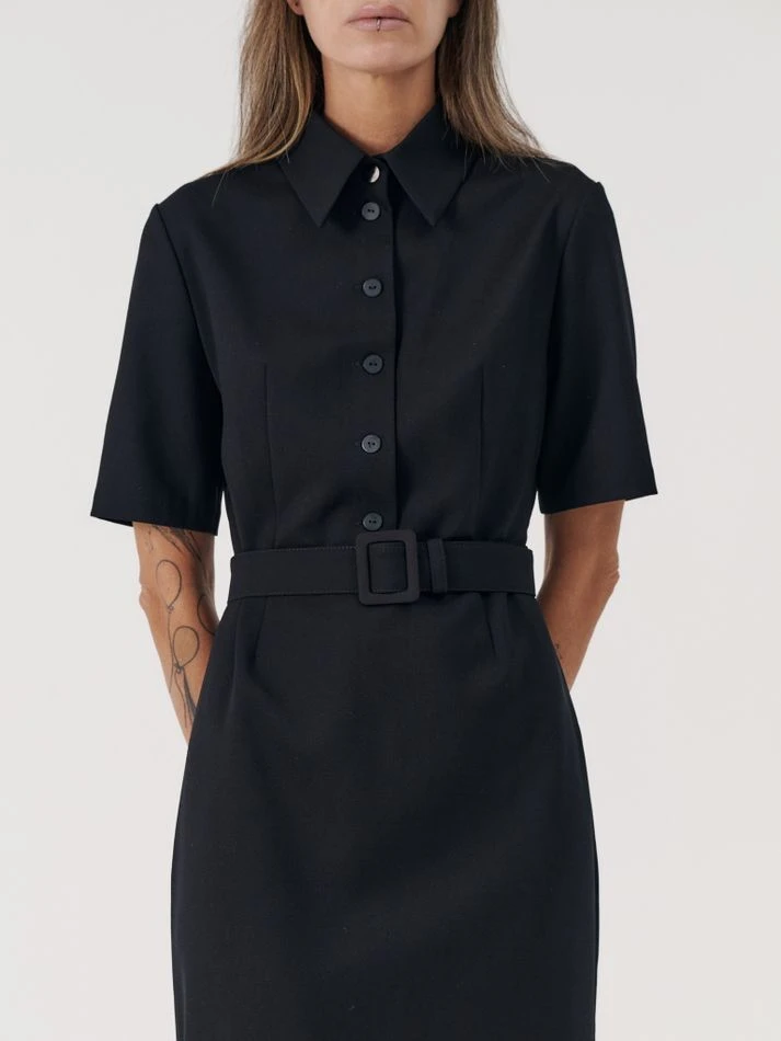 Платье миди с пуговицами на груди, черный