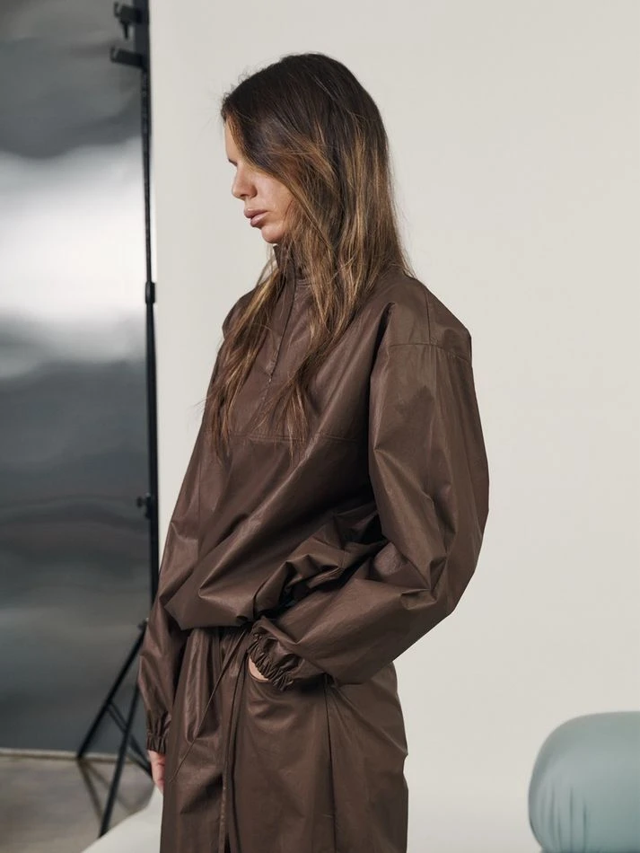 Костюм из вощеного хлопка: анорак+брюки, шоколадный