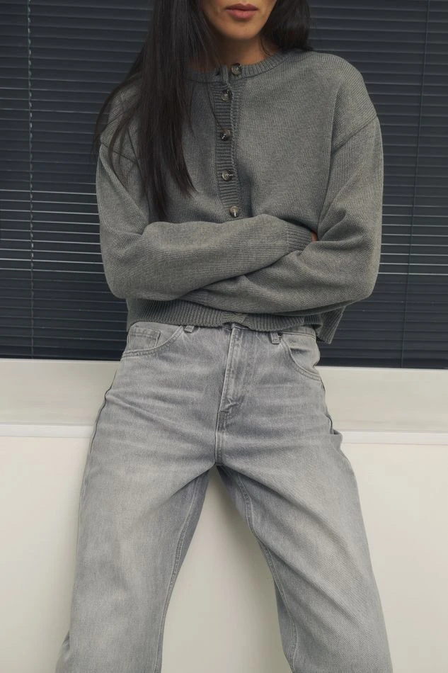 Кардиган укороченный, серый