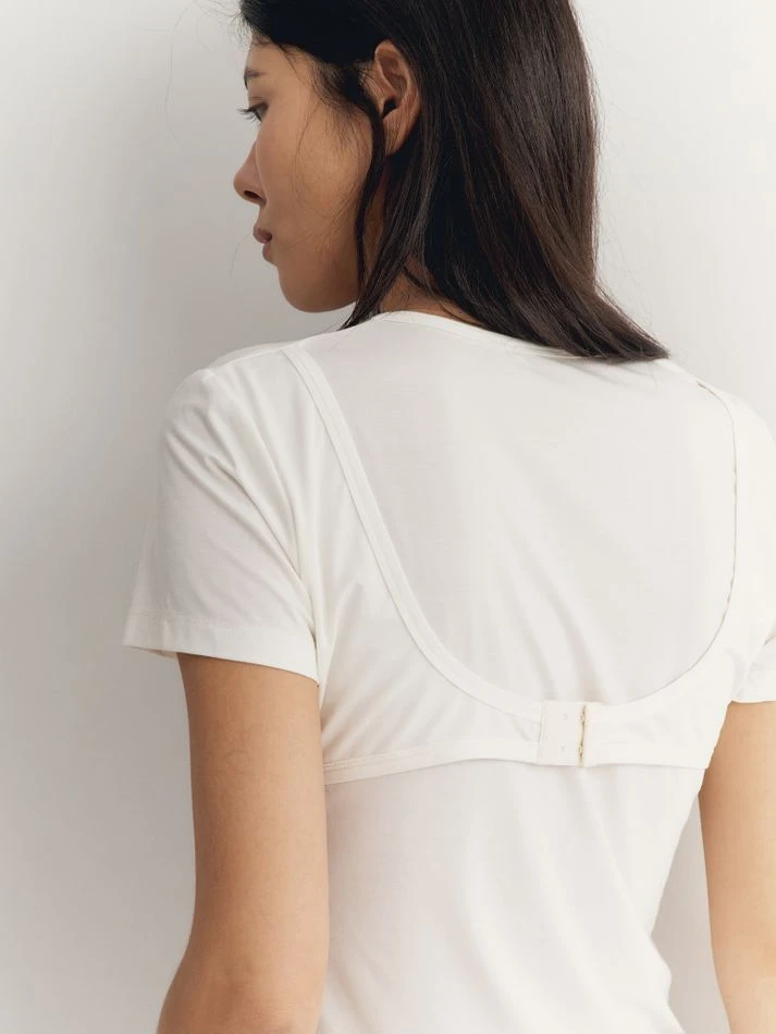 Футболка с лифом, молочный