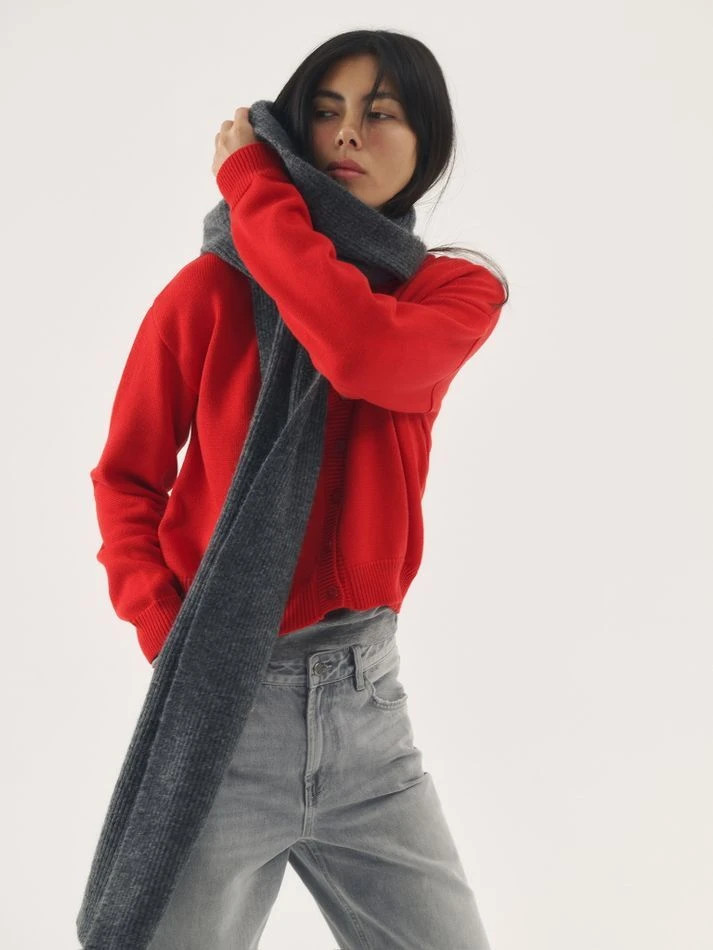 Шарф с мохером, графитовый