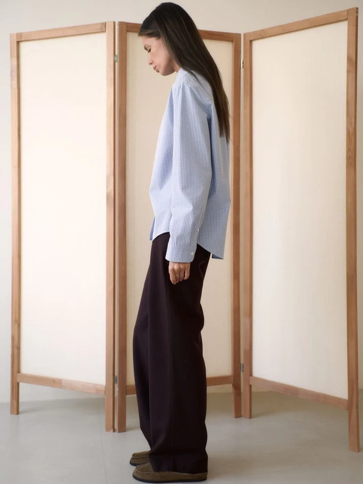 Рубашка в клетку прямого кроя, голубой