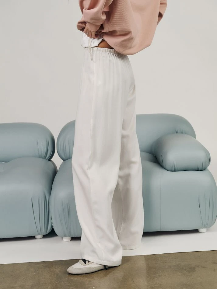 Брюки на кулиске из тенсела, молочный