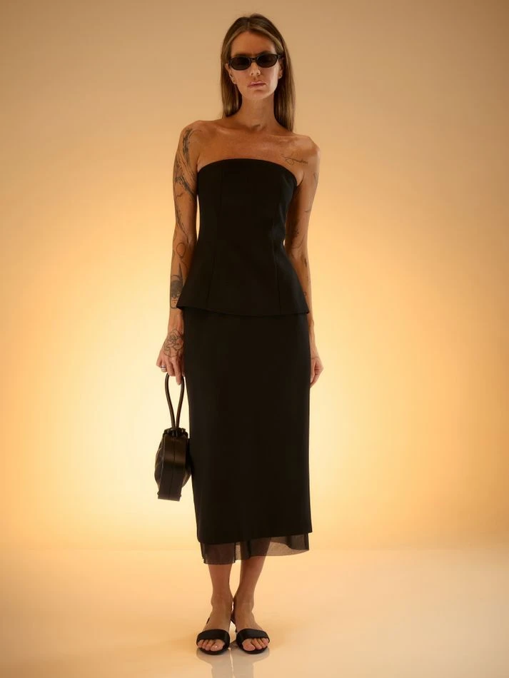 Корсет из фактурной ткани, черный