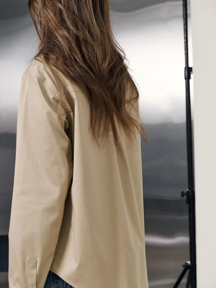 Рубашка на кнопках, бежевый