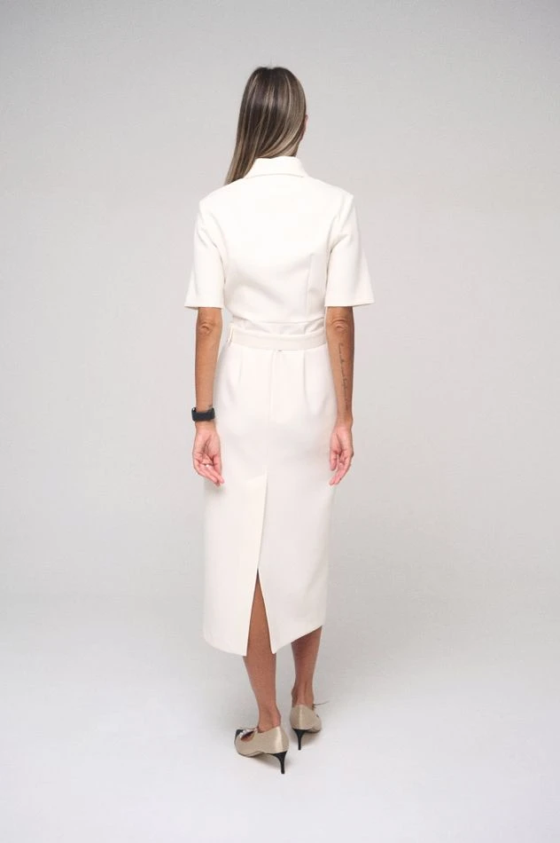 Платье миди с пуговицами на груди, молочный