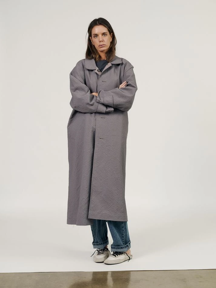 Плащ двусторонний, серо-бежевый