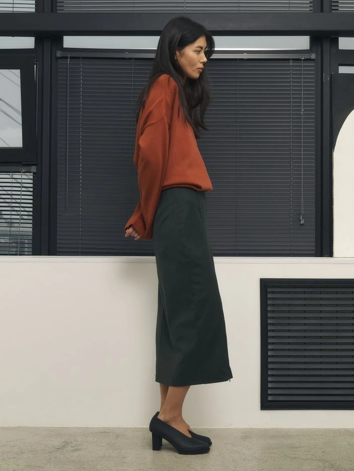 Юбка миди с молниями, хаки (принт: Гусиная лапка)