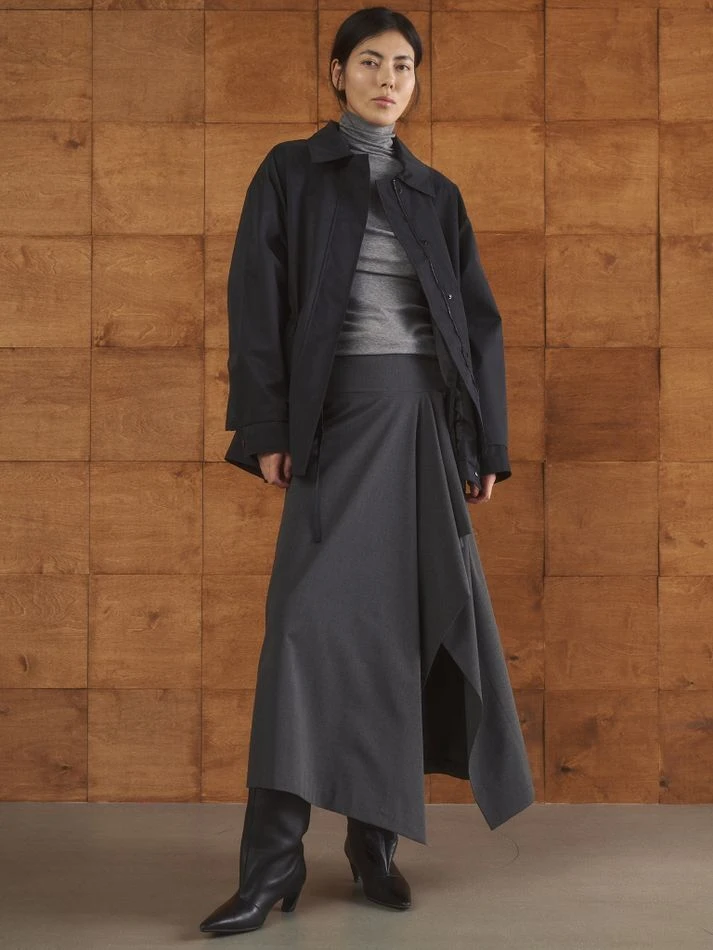 Юбка с ассиметричным воланом, графитовый