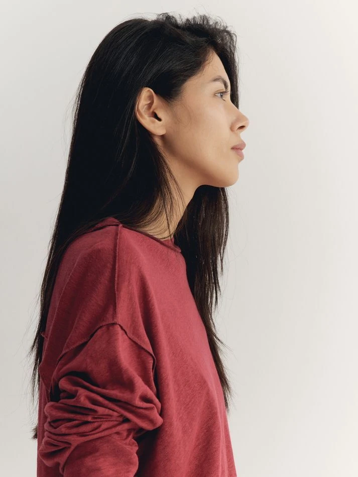 Костюм: лонгслив + брюки, бордовый