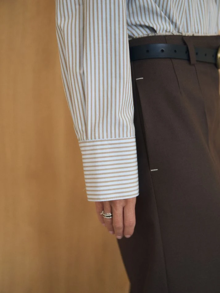 Брюки прямые с необработанным поясом, шоколадный