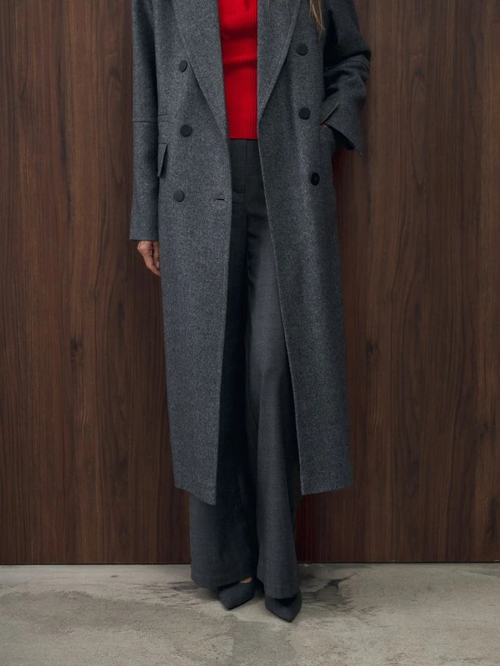 Пальто в мужском стиле, графитовый меланж