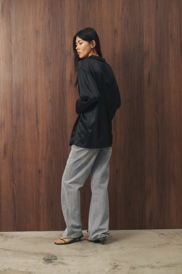 Рубашка из вискозы с английским воротником, черный