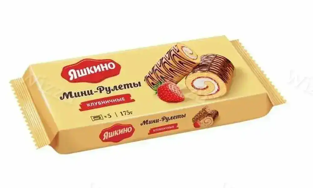 Мини - Рулеты Яшкино Клубничные 175гр *5