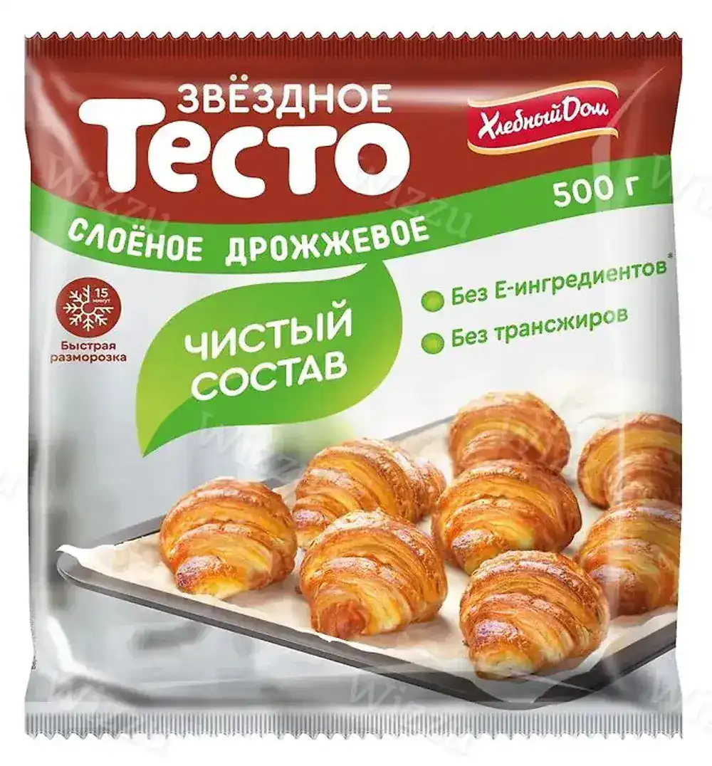 Хлебный Дом Тесто звездное слоеное дрожж.500гр