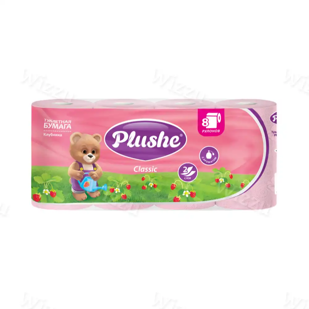Туалетная бумага Плюше Классик 2сл 8шт Клубника, шт