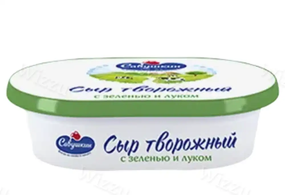 Сыр творожный Савушкин 60% 150г с Зеленью и Луком, шт