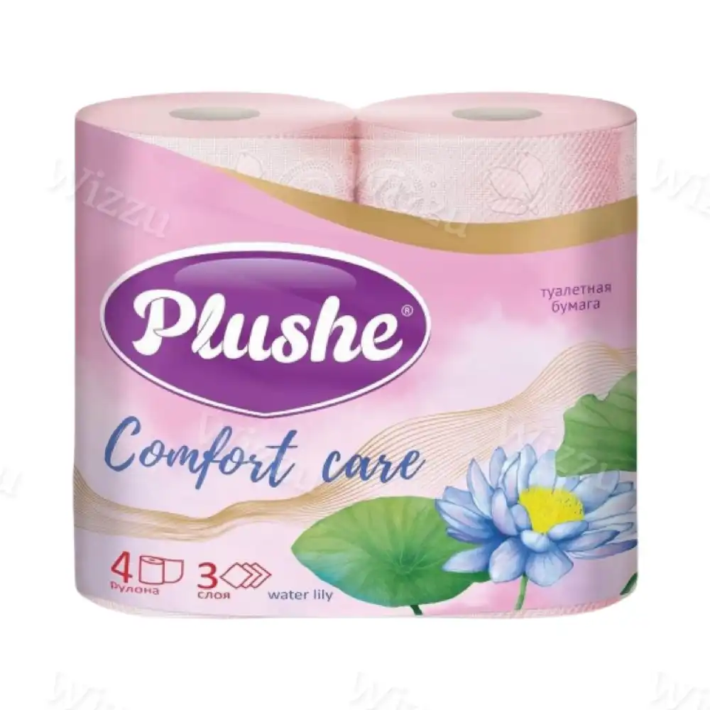Туалетная бумага Plushe Comfort Care Water Lily розовый 3сл 4рул