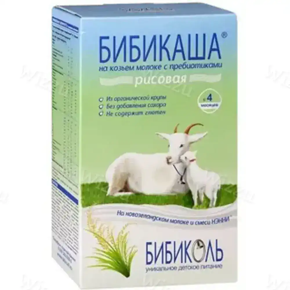 "Бибикаша" сухая быстрорастворимая каша на козьем молоке Рисовая с 5 месяцев 200гр