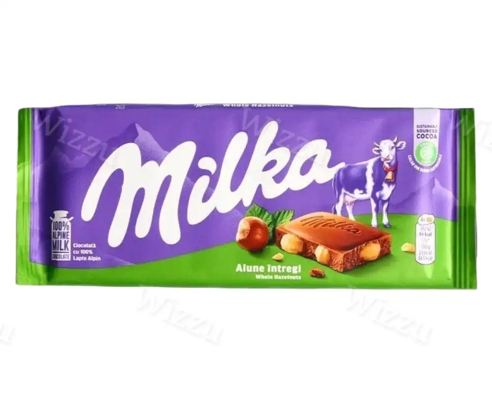 Шоколадная плитка Milka цельный лесной орех 100г