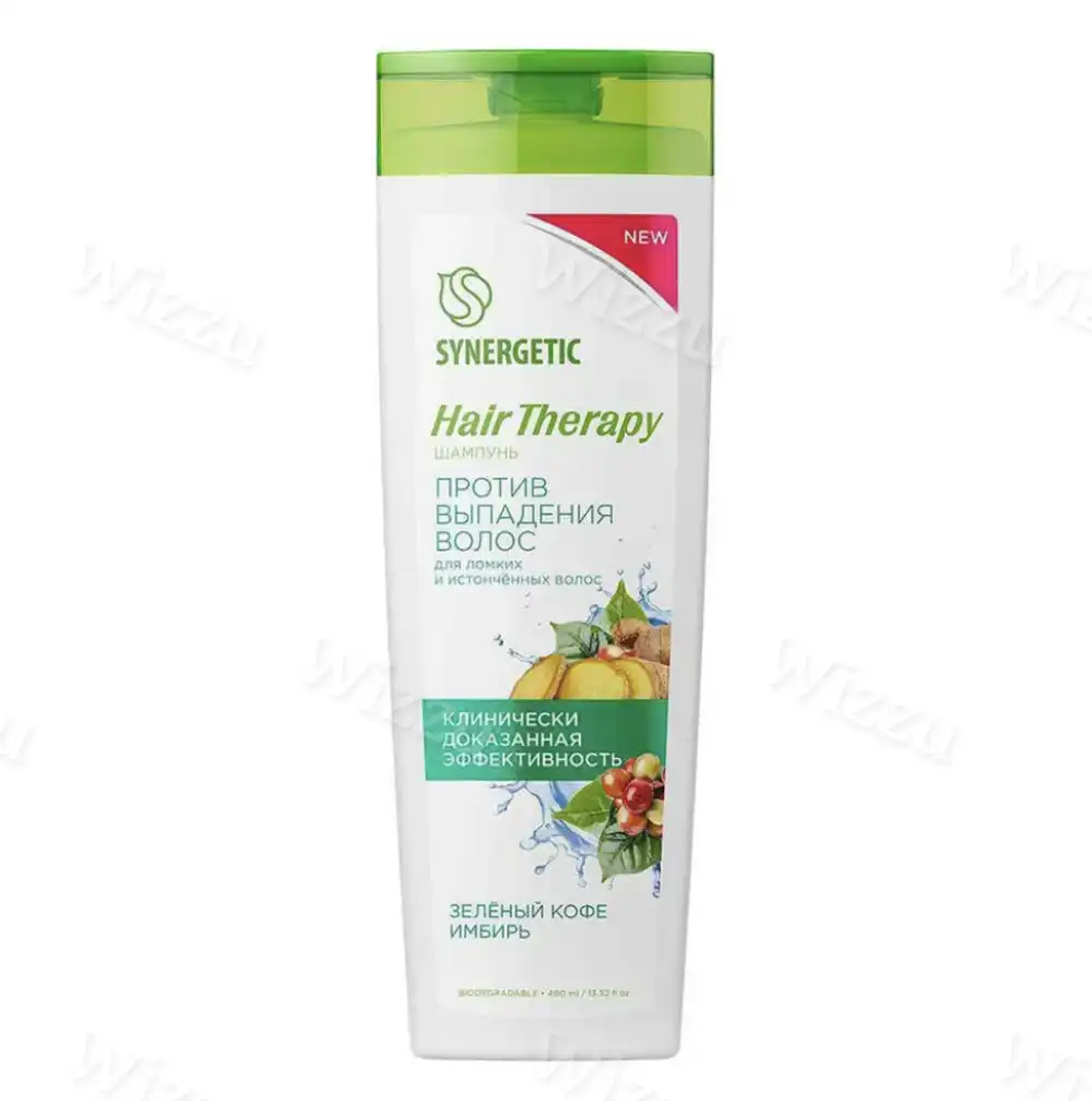 Шампунь-бальзам "Synergetic" Против выпадения волос Зеленый кофе и Имбирь 900мл