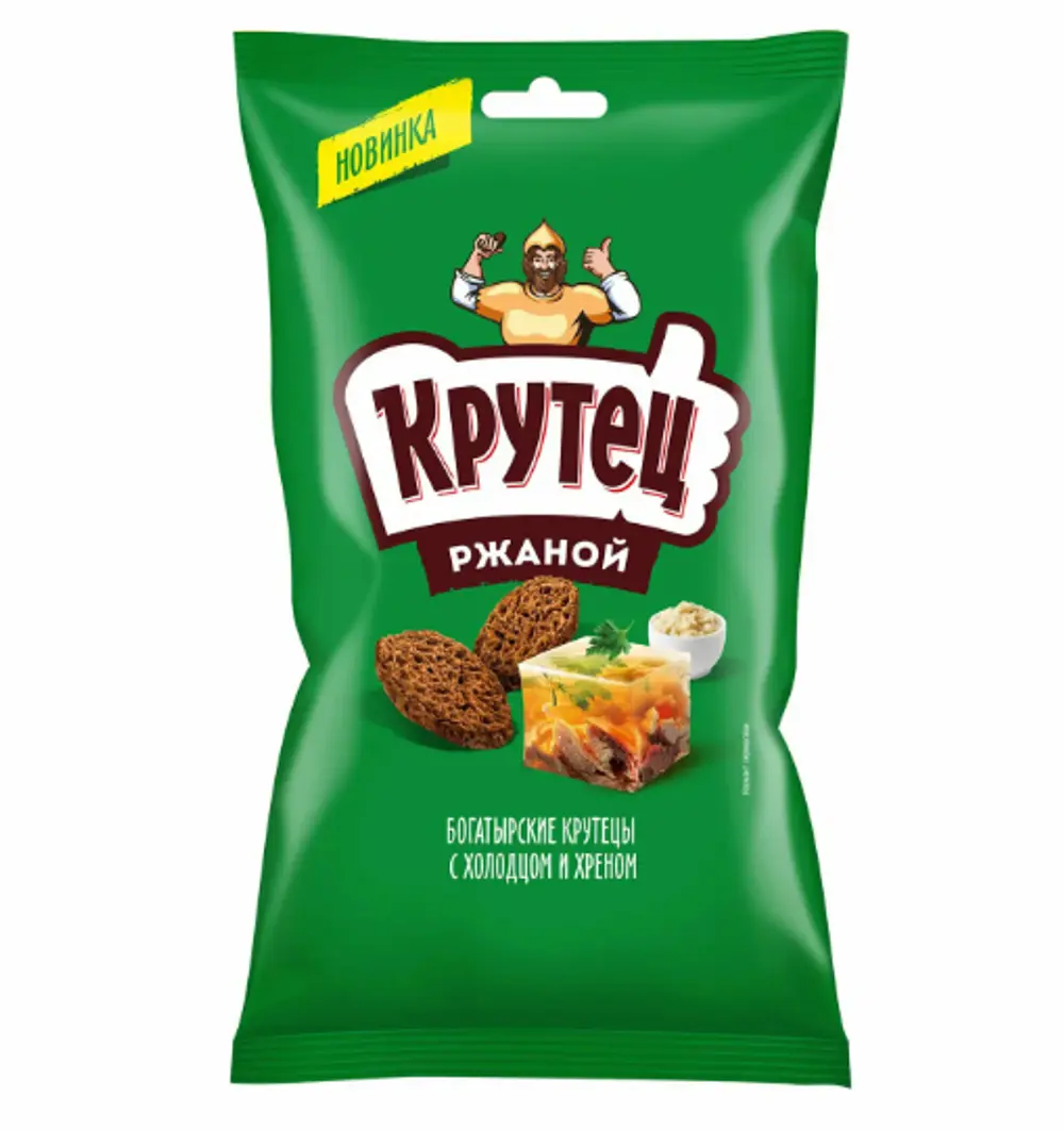 Сухарики ржаные Крутец со вкусом холодца с хреном, 100г