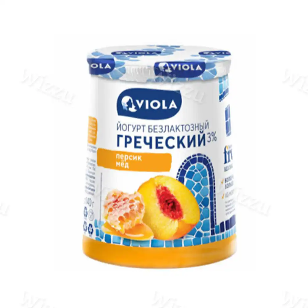 Йогурт безлакт.Греческий Viola "Персик-Мед" 3% 140гр