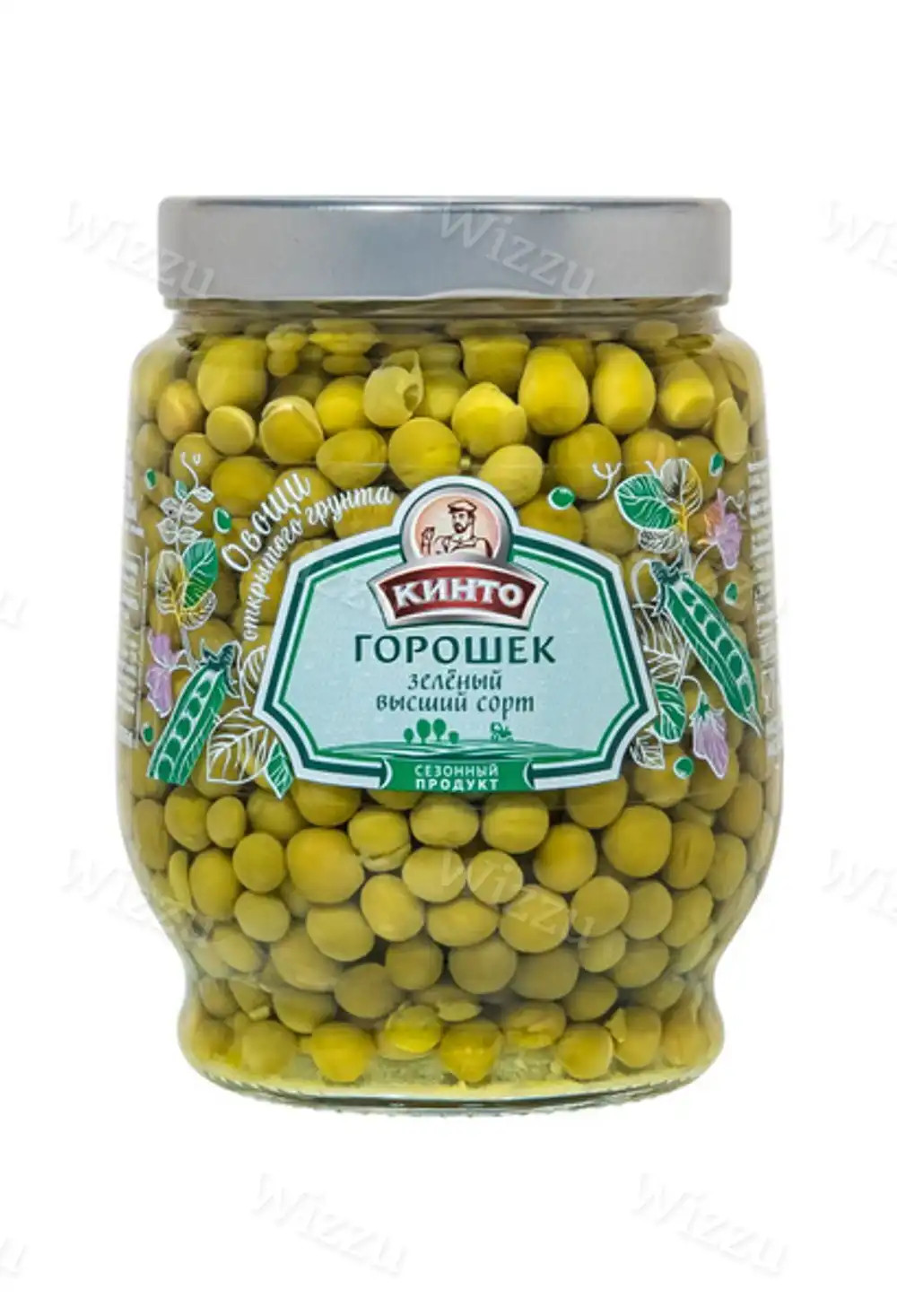 Горошек зеленый "КИНТО" из мозговых сортов стерилизованный 500гр