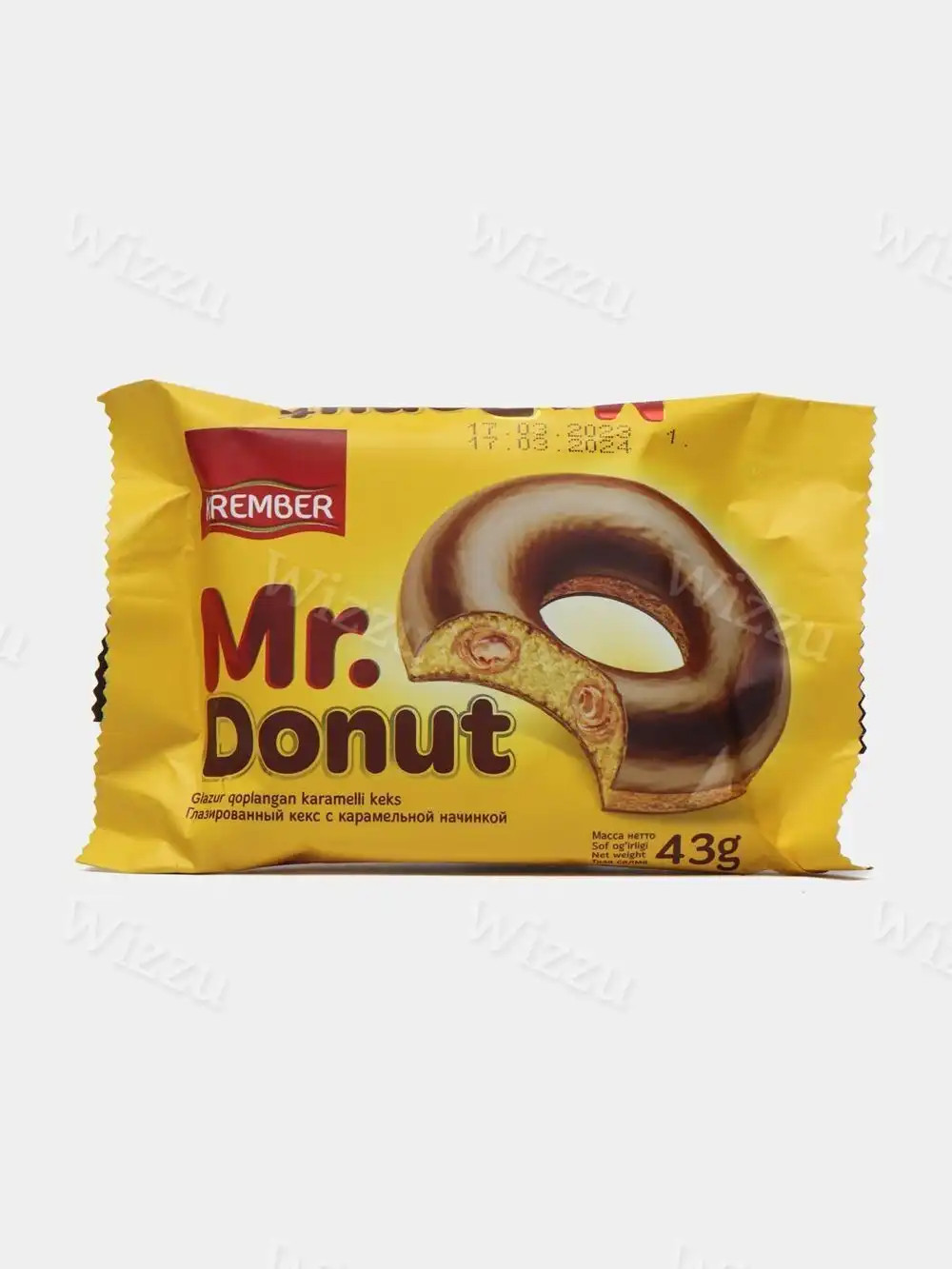 Бисквит "Krember Mr. Donut" с карамельной начинкой 43г