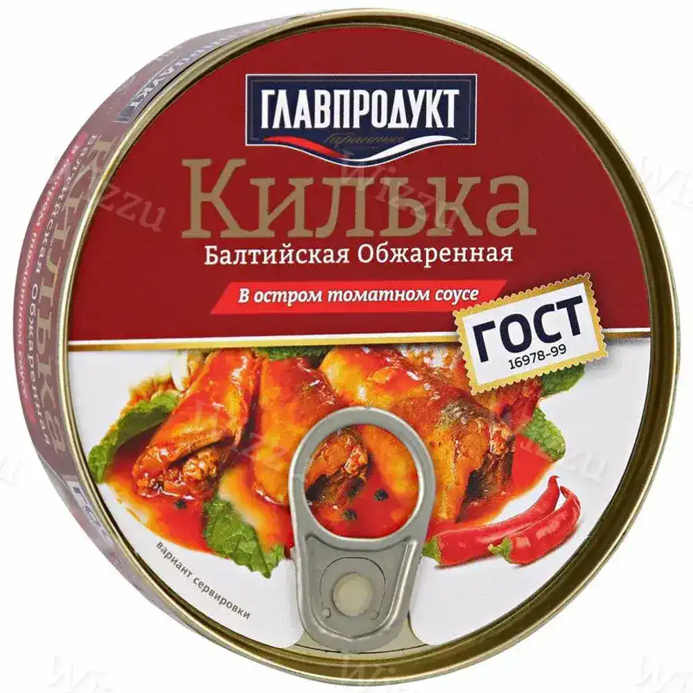 Килька Главпродукт обжаренная в остром т/с ж/б 230г ключ, шт