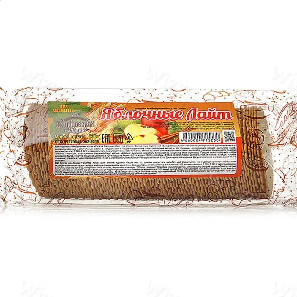 Галеты Яблочные Лайт на стевии Демидовская Забава 230гр